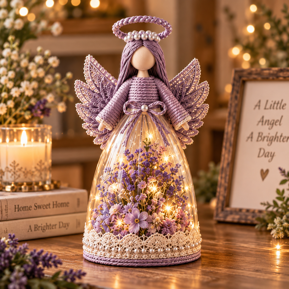 Lavender Purple Rose Pink and Sage Green floral angels
