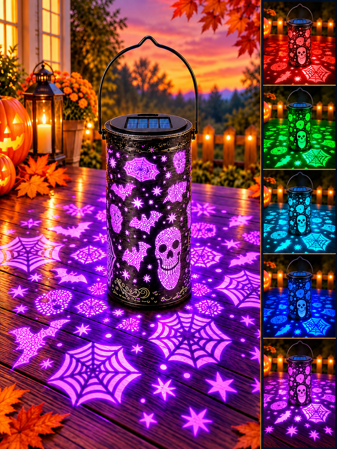 Solar Color-Changing Halloween Projection Lantern