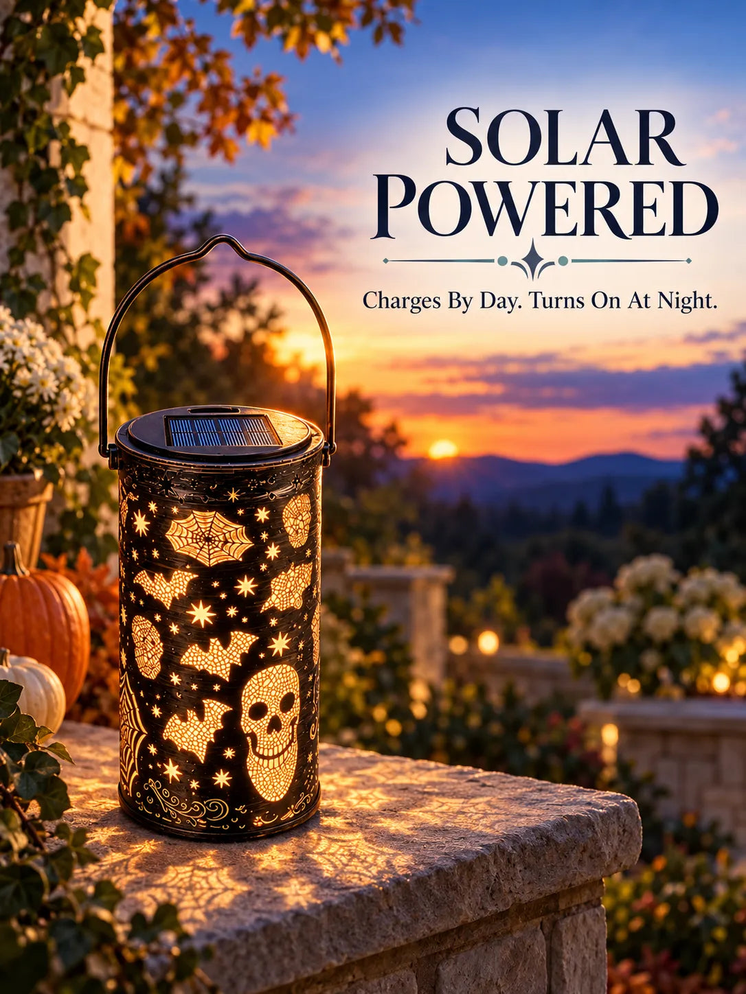 Solar Color-Changing Halloween Projection Lantern