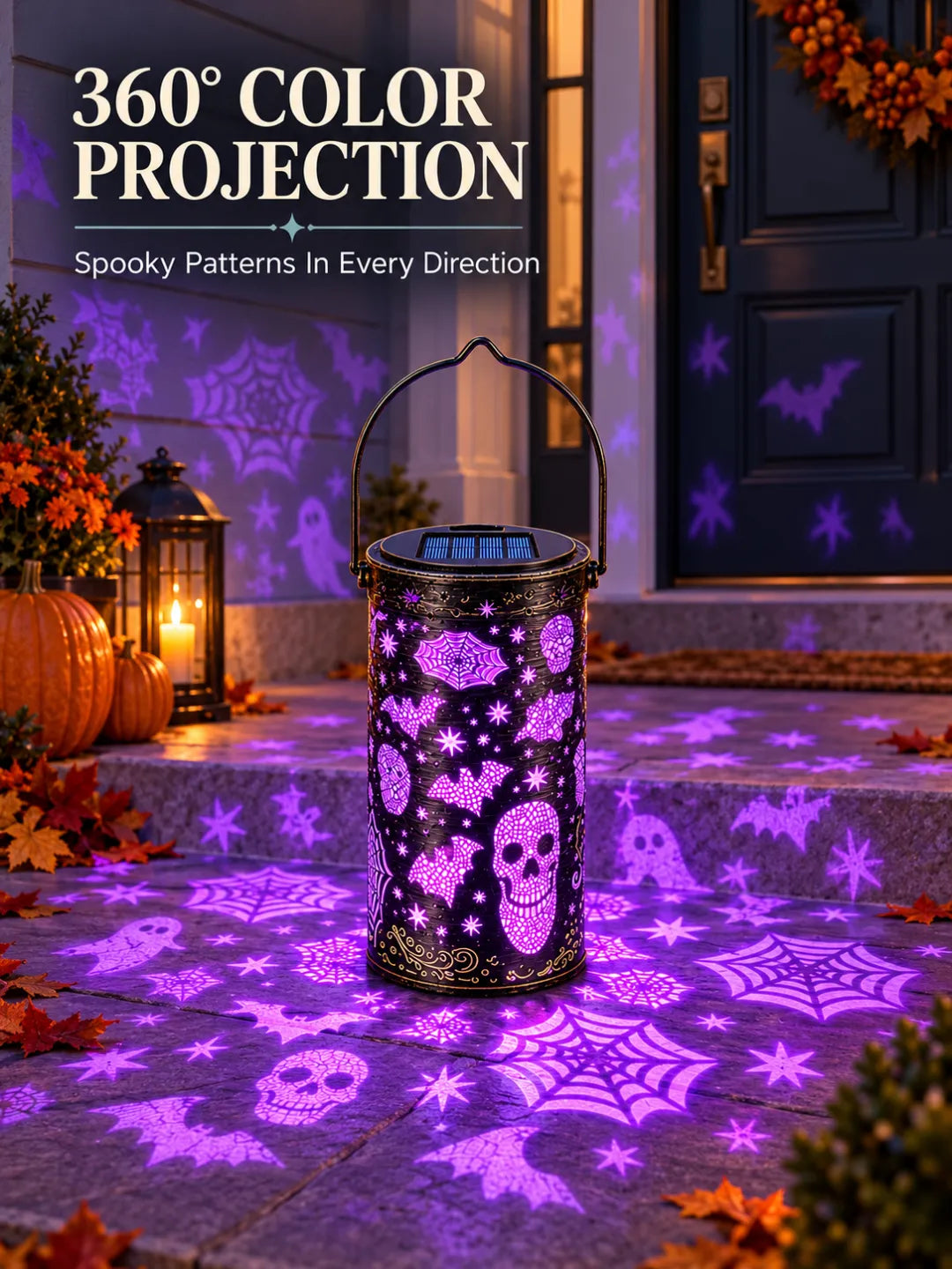 Solar Color-Changing Halloween Projection Lantern
