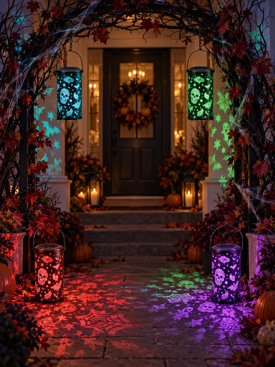 Solar Color-Changing Halloween Projection Lantern