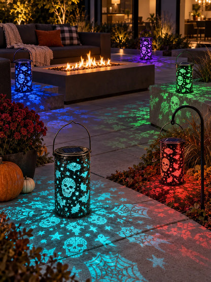 Solar Color-Changing Halloween Projection Lantern