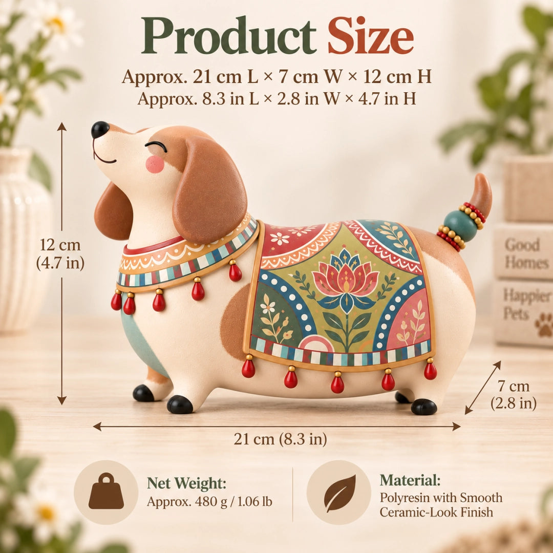 Whimsical dachshund figurine size reference