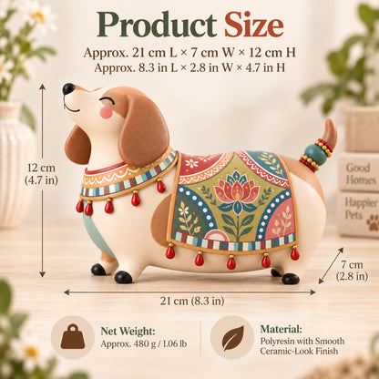 Whimsical Folk Art Dachshund Figurine