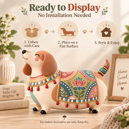 Whimsical Folk Art Dachshund Figurine