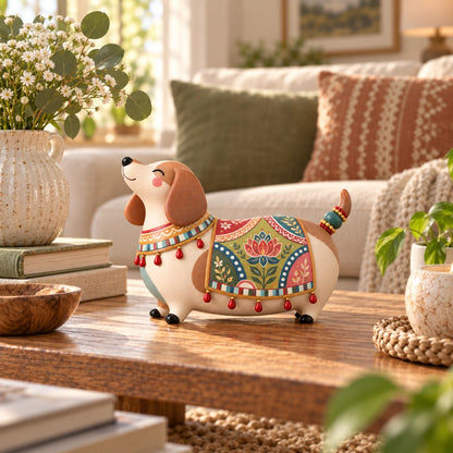 Whimsical Folk Art Dachshund Figurine