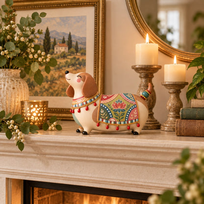 Whimsical Folk Art Dachshund Figurine