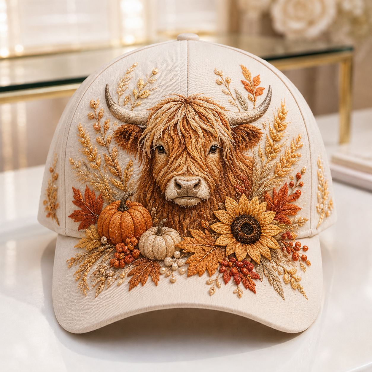🐮🍂 3D Highland Cattle Harvest Cap for Fall