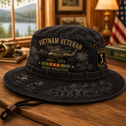 us🎖️Vietnam Veteran Never Forgotten 1955–1975 Vintage Outdoor Boonie Hat