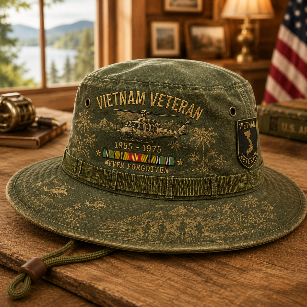 us🎖️Vietnam Veteran Never Forgotten 1955–1975 Vintage Outdoor Boonie Hat
