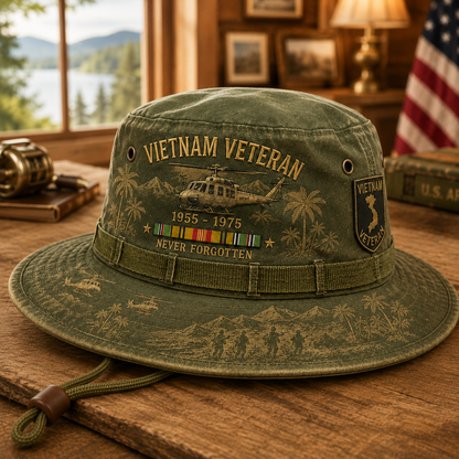 us🎖️Vietnam Veteran Never Forgotten 1955–1975 Vintage Outdoor Boonie Hat