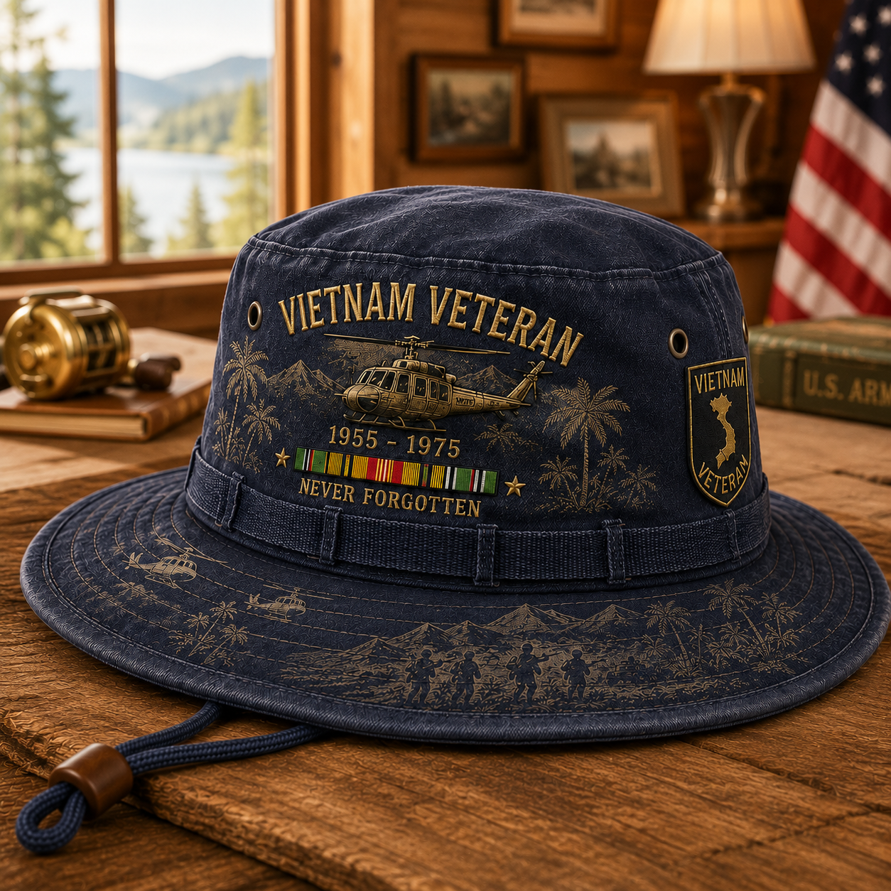 us🎖️Vietnam Veteran Never Forgotten 1955–1975 Vintage Outdoor Boonie Hat