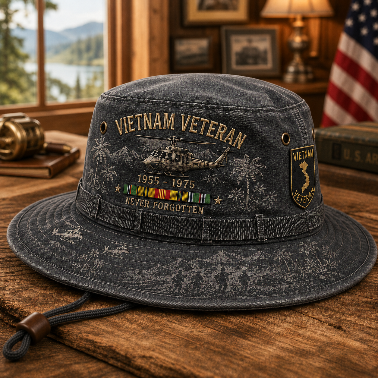 us🎖️Vietnam Veteran Never Forgotten 1955–1975 Vintage Outdoor Boonie Hat