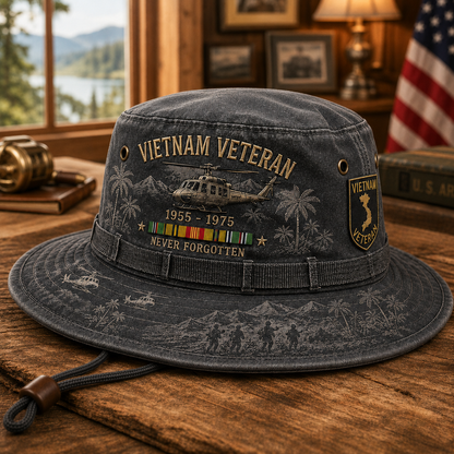 us🎖️Vietnam Veteran Never Forgotten 1955–1975 Vintage Outdoor Boonie Hat