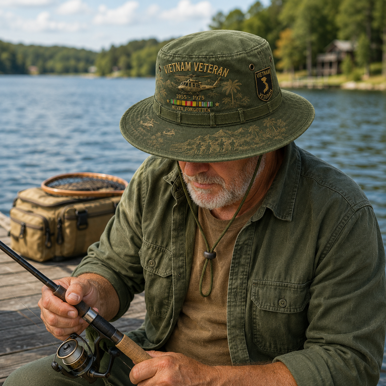 us🎖️Vietnam Veteran Never Forgotten 1955–1975 Vintage Outdoor Boonie Hat