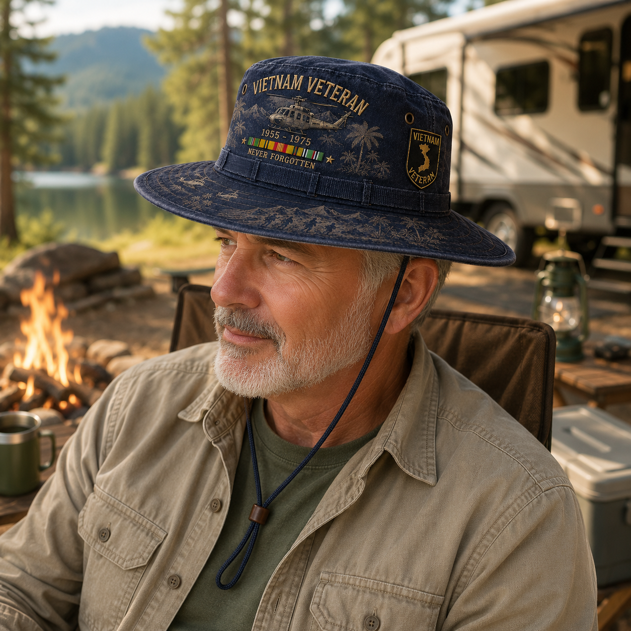 us🎖️Vietnam Veteran Never Forgotten 1955–1975 Vintage Outdoor Boonie Hat