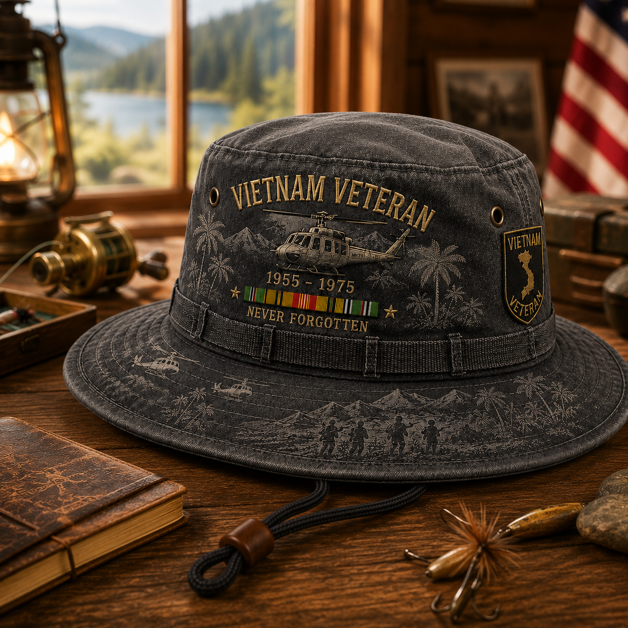 us🎖️Vietnam Veteran Never Forgotten 1955–1975 Vintage Outdoor Boonie Hat