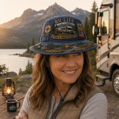 🚐🏕️Vintage RV Life Adventure Boonie Hat – Home Is Where We Park It