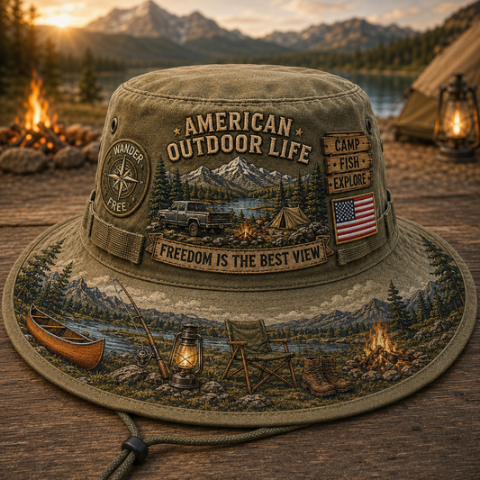 ☀️🚙American Outdoor Life Vintage Boonie Hat – Camp, Fish & Explore🎣