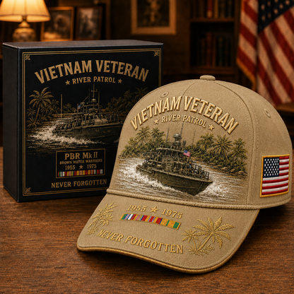 us🌊🚤Vietnam Veteran PBR Mk II River Patrol – ”Never Forgotten“ Commemorative Cap
