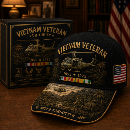 Vietnam Veteran UH-1 Huey Never Forgotten Commemorative Cap