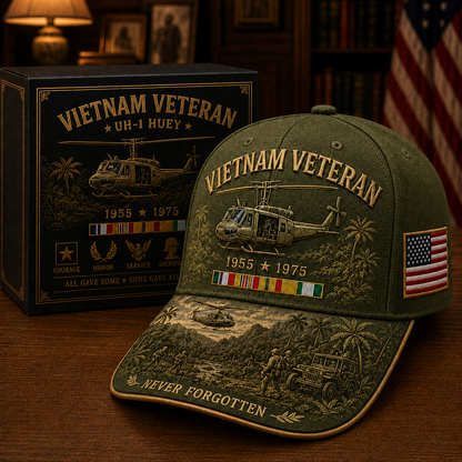 Vietnam Veteran UH-1 Huey Never Forgotten Commemorative Cap