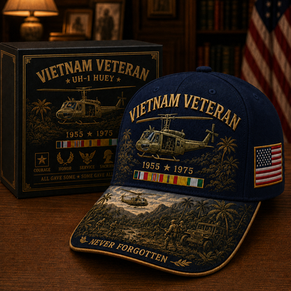 Vietnam Veteran UH-1 Huey Never Forgotten Commemorative Cap