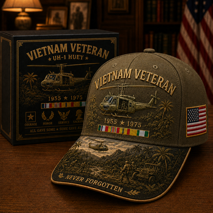 Vietnam Veteran UH-1 Huey Never Forgotten Commemorative Cap