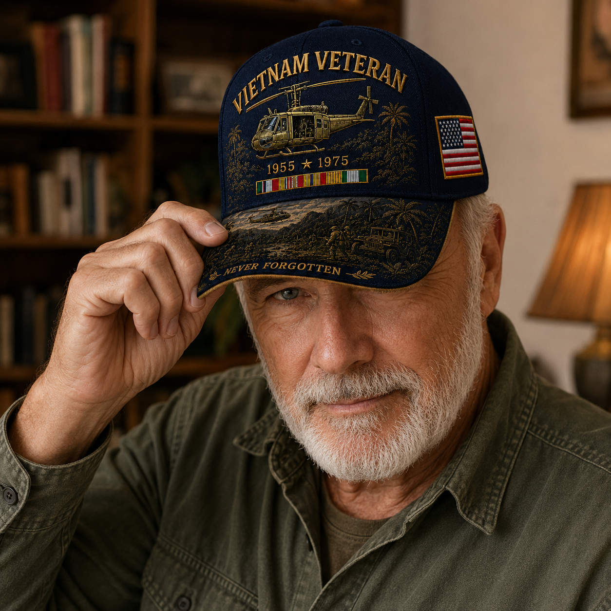 Vietnam Veteran UH-1 Huey Never Forgotten Commemorative Cap