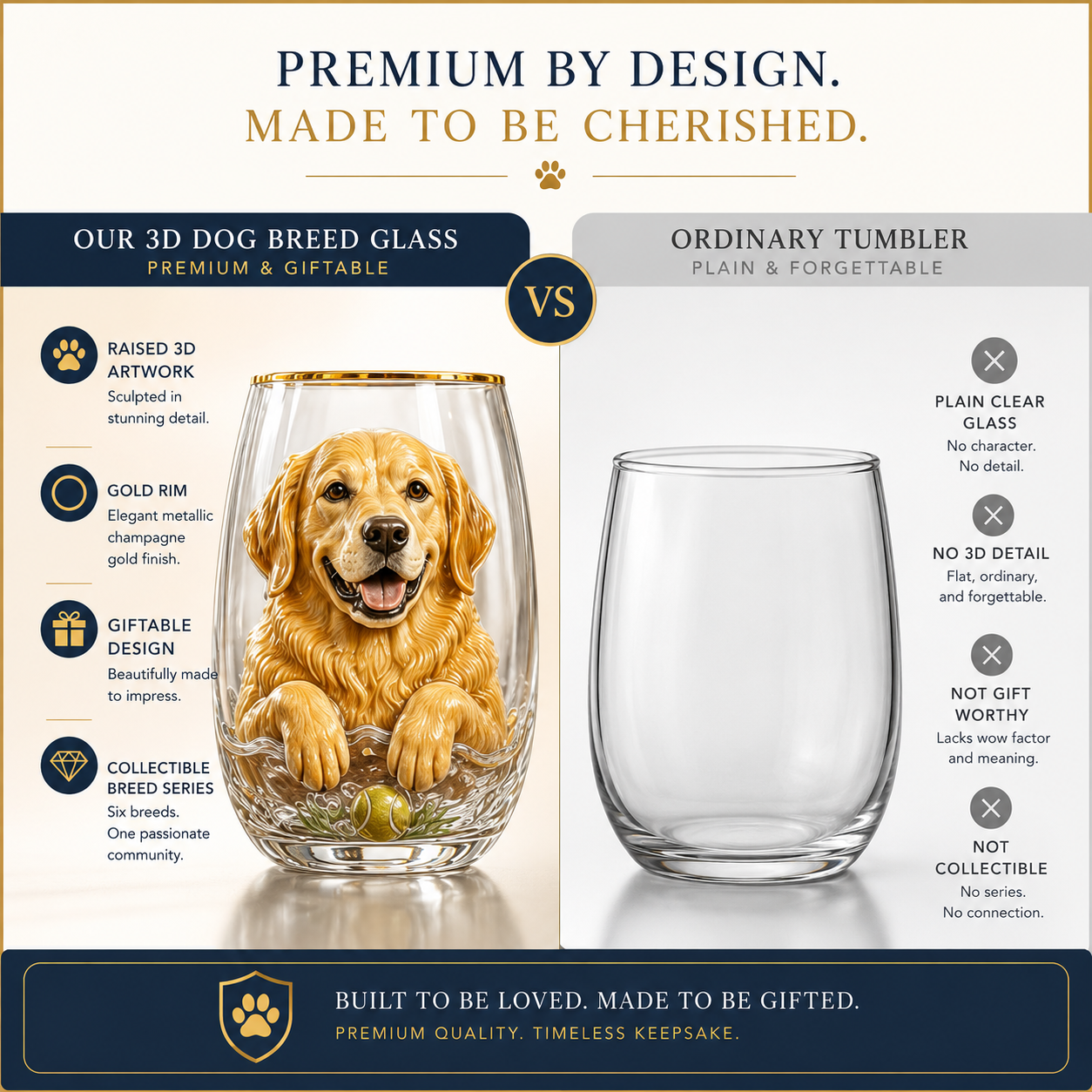 🐶 3D Dog Breed Glass Collection