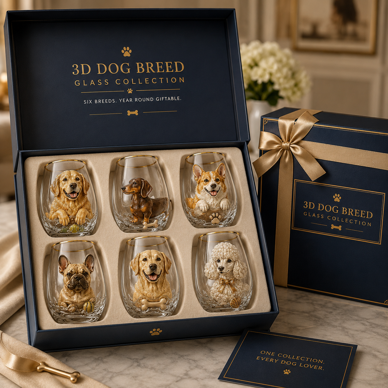 🐶 3D Dog Breed Glass Collection