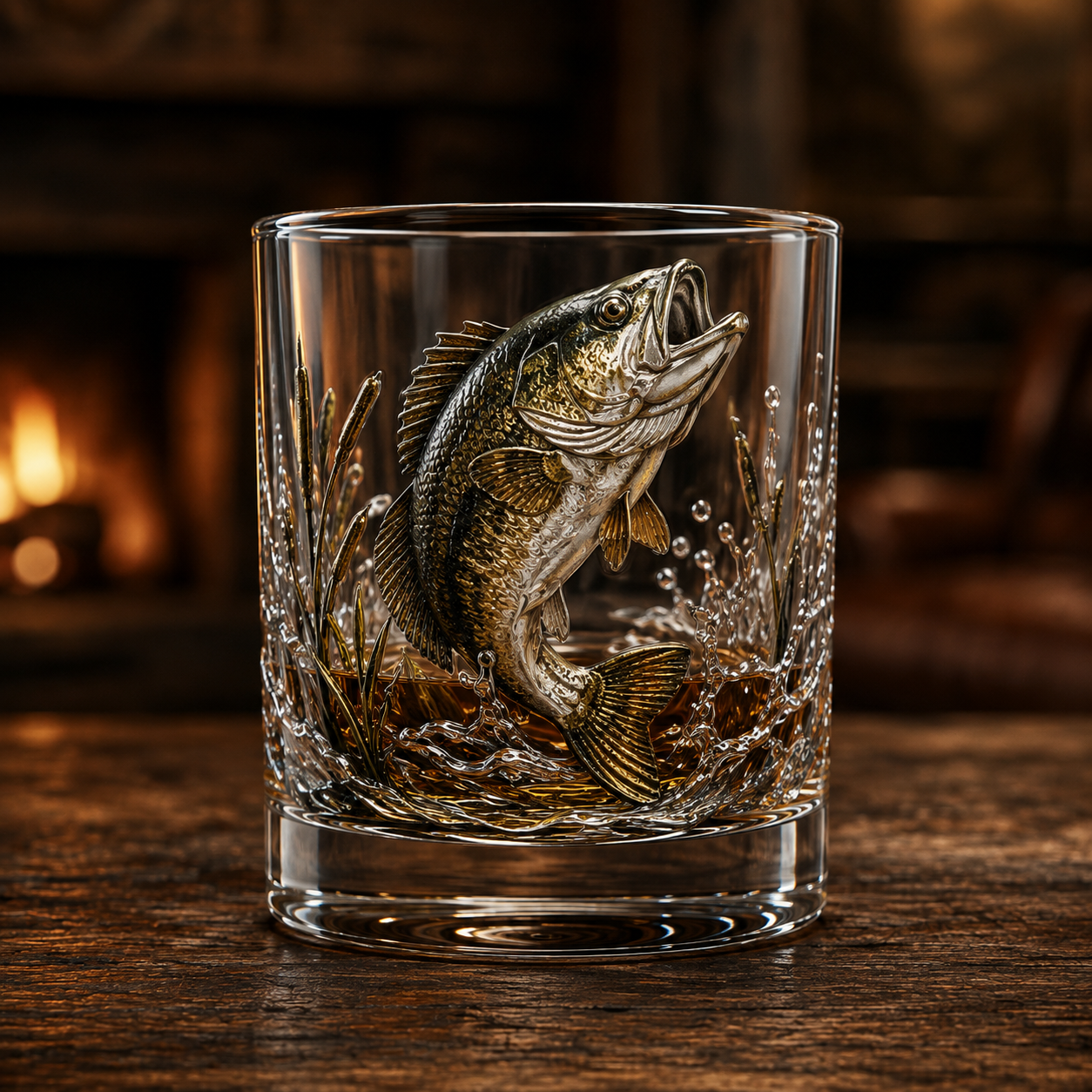 🎣 Legends of the Water – 3D Double Old-Fashioned Fishing Whiskey Glass Collection 🥃