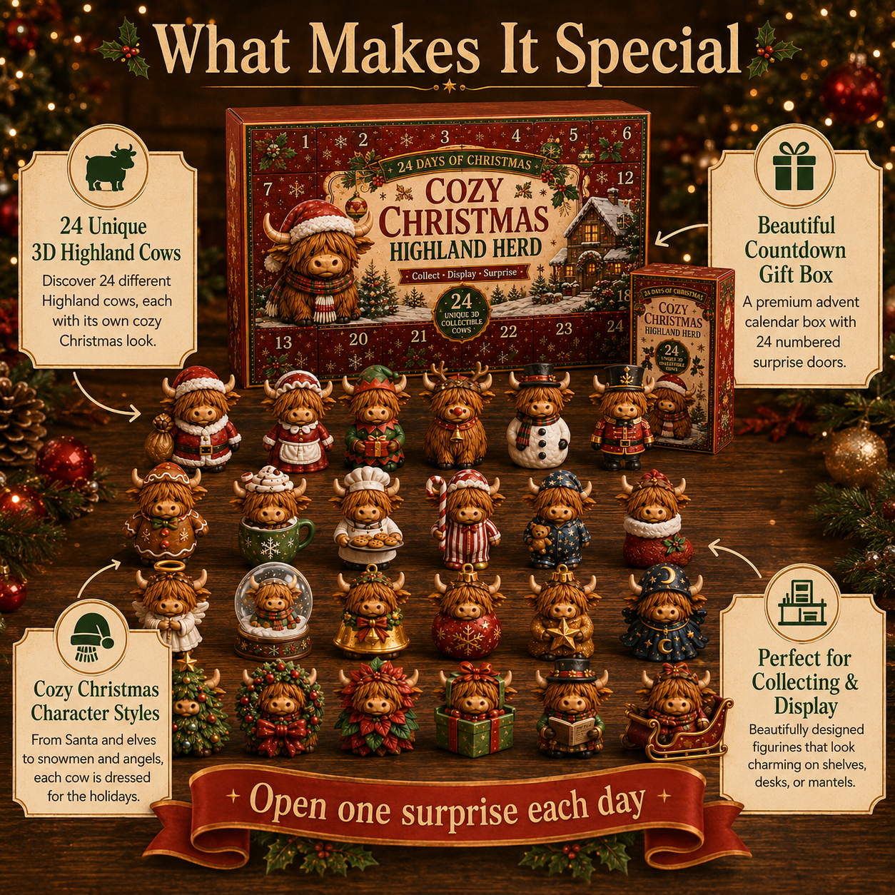 🤠 24PCS Western Highland Cow Collector Set – 4 Western Worlds + Secret #25 🐮✨