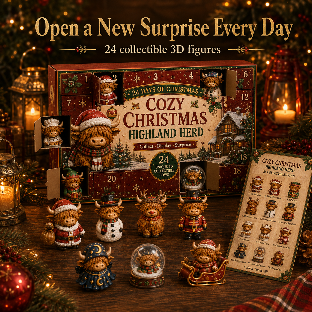 🤠 24PCS Western Highland Cow Collector Set – 4 Western Worlds + Secret #25 🐮✨