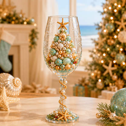 🌊🎁 Coastal Christmas 3D Collector Wine Glass Collection