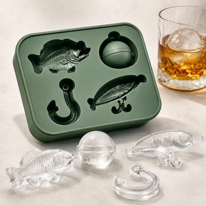 🎣 Fishing-Themed Ice Mold – Fish, Lure, Hook & Bobber Shapes