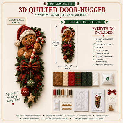 🎄 3D Quilted Christmas Door-Hugger DIY Sewing Kit