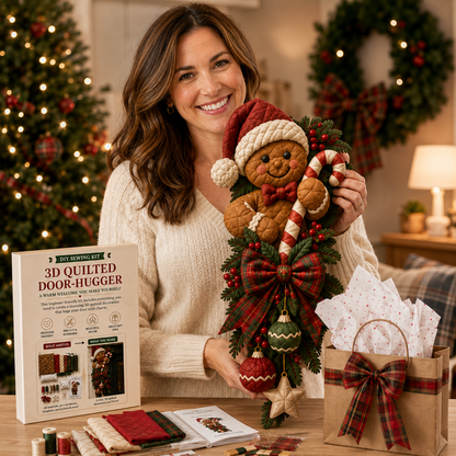 🎄 3D Quilted Christmas Door-Hugger DIY Sewing Kit