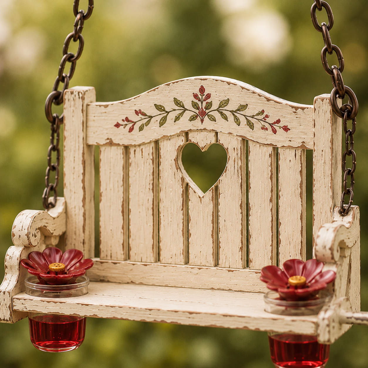 🪑🐦 Vintage Hummingbird Porch Swing Feeder – Rustic Hanging Garden Nectar Station