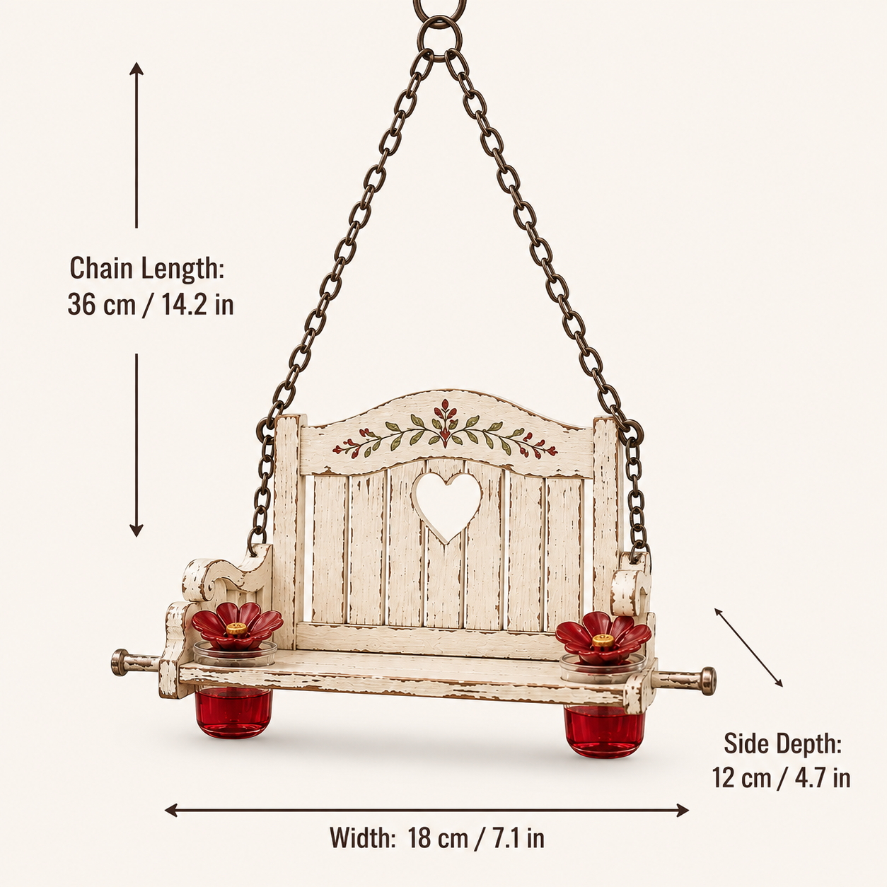 🪑🐦 Vintage Hummingbird Porch Swing Feeder – Rustic Hanging Garden Nectar Station
