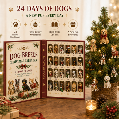 🐶🎄 24 Days of Dogs Christmas Advent Calendar – 24 Unique Breed Ornaments to Collect & Hang