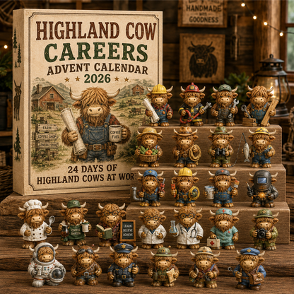 🐮🎄 Highland Cow Careers Advent Calendar 2026 – 24 Days of Country Charm 🎁🤎