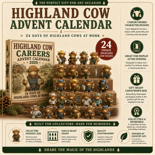 🐮🎄 Highland Cow Careers Advent Calendar 2026 – 24 Days of Country Charm 🎁🤎