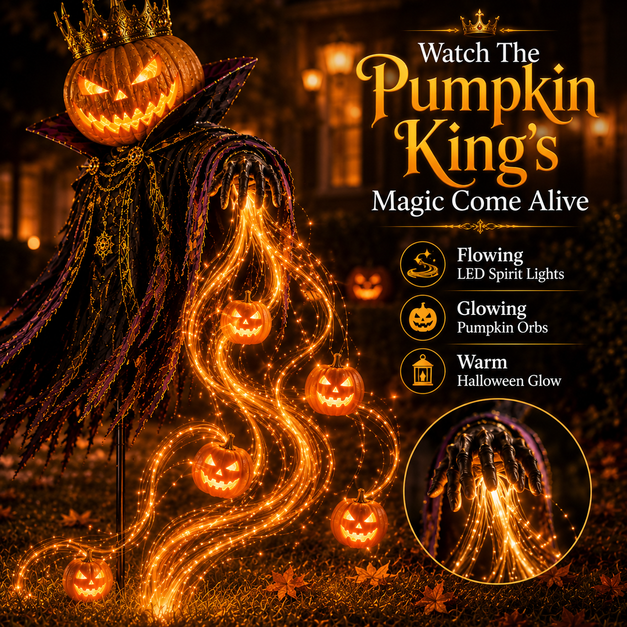 🎁Today 49% OFF🎃Pumpkin King Awakening– Flowing LED Halloween Yard Light