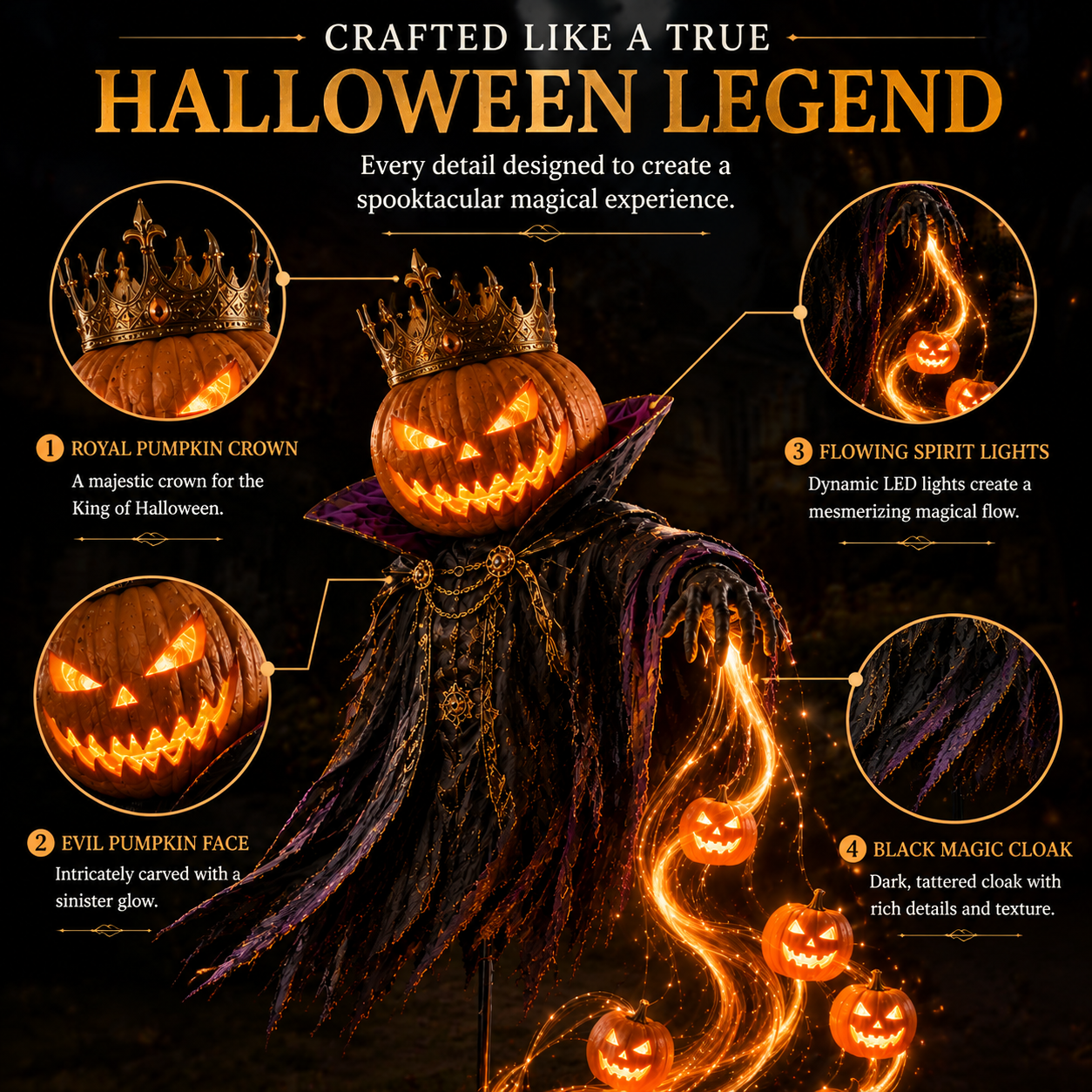 🎁Today 49% OFF🎃Pumpkin King Awakening– Flowing LED Halloween Yard Light