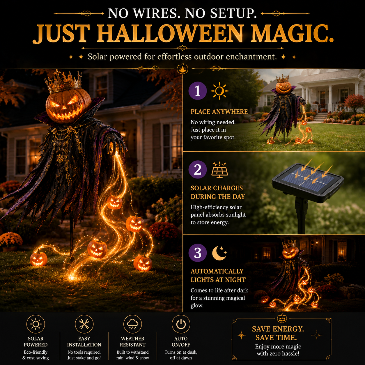 🎁Today 49% OFF🎃Pumpkin King Awakening– Flowing LED Halloween Yard Light