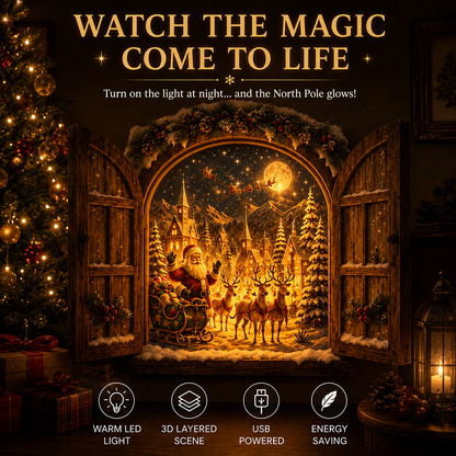 🎄Santa’s Secret Window Light – 3D Lighted North Pole Christmas Wall Decor🎅