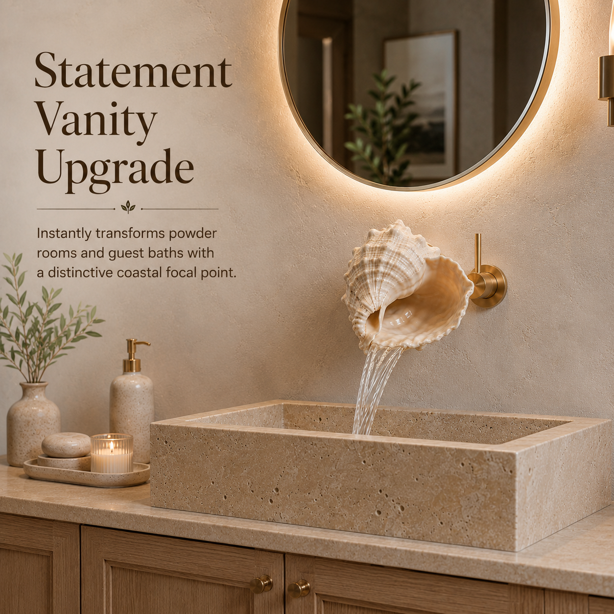 Shell faucet waterfall water flow