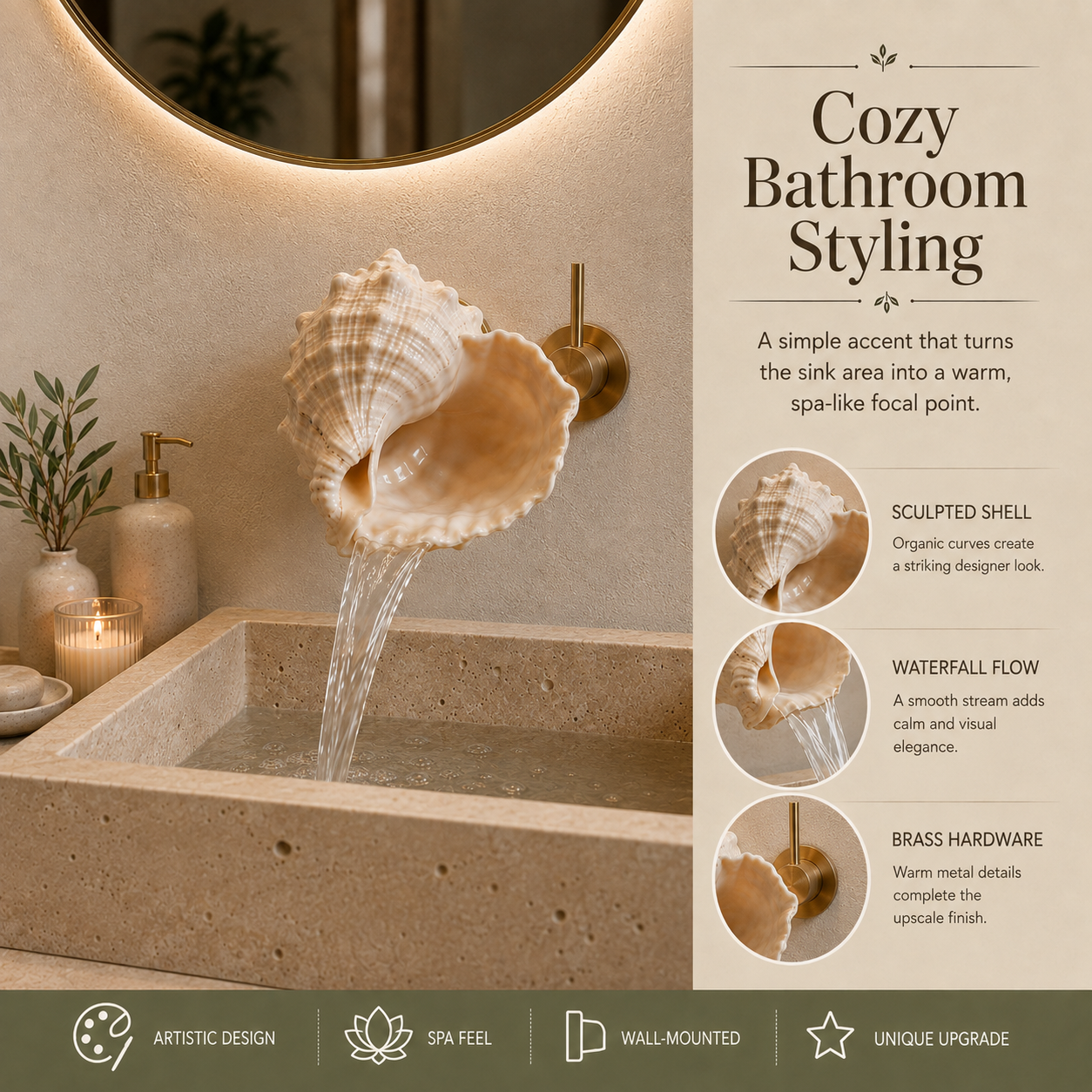 Coastal Seashell Wall-Mount Faucet