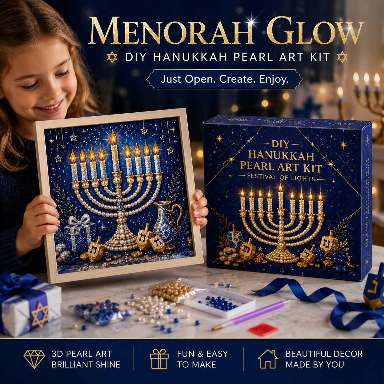 🎁DIY Hanukkah Pearl Art Kit ✨